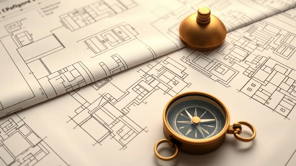 A close-up high-quality photo of organized architectural blu
