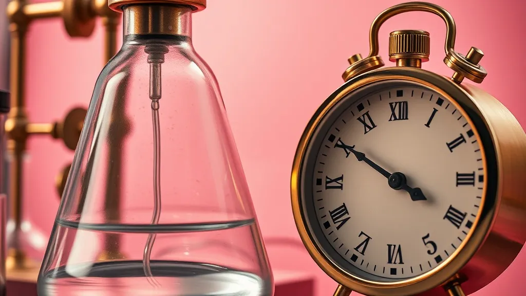 A close-up of a vintage scientific glass apparatus and a mod