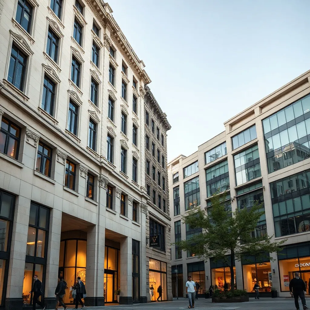 A professional architectural shot of a modern clean shopping